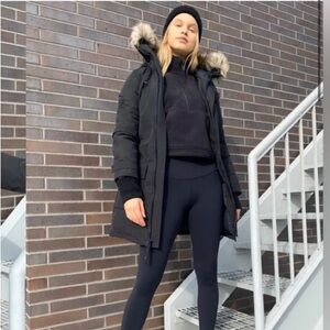 Aritzia Bankcroft Super Warm Black Parka Coat with Fur Trim